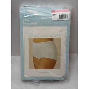 NOS VTG Fundamentals VIP Briefs Womens Sz 10 Pastel 3 pk Nylon Panties High Rise